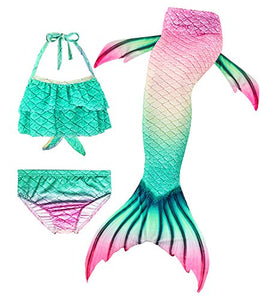 Kids Girls Mermaid Swimming Costume 3PCS Swimmable Bikini Swimsuit