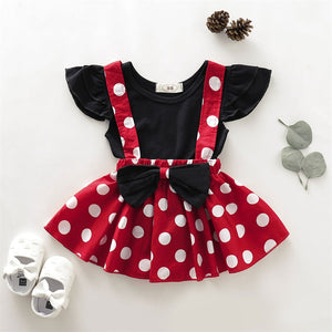 Baby / Toddler Top and Polka Dots Skirt set "Minnie" design