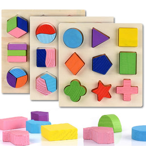 Wooden Geometric Shapes Educational Puzzle / Game for toddlers