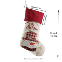 Load image into Gallery viewer, Set of 3 large Christmas Stockings: Reindeer, Snowman, Santa Xmas / 46 cm (18 inch) tip-to-toe