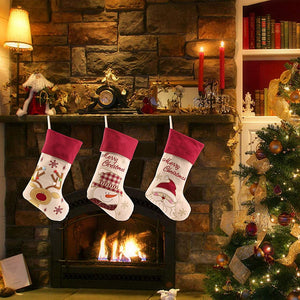 Set of 3 large Christmas Stockings: Reindeer, Snowman, Santa Xmas / 46 cm (18 inch) tip-to-toe