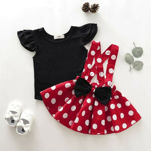 Baby / Toddler Top and Polka Dots Skirt set "Minnie" design