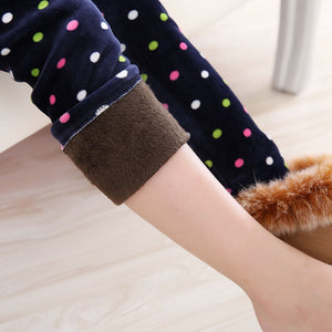 Trendy Printed Fleece-lining Warm Leggings