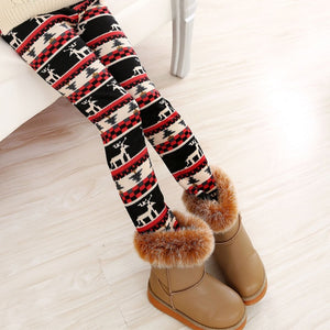 Trendy Printed Fleece-lining Warm Leggings