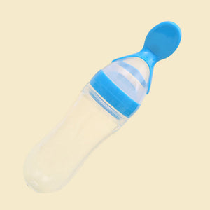 Baby Silicone Feeding Bottle With Spoon Dispenser