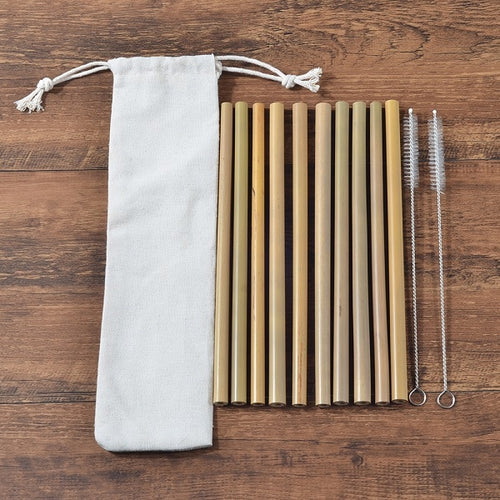 Set of 10 Bamboo Straws, Eco-Friendly, reusable and recyclable